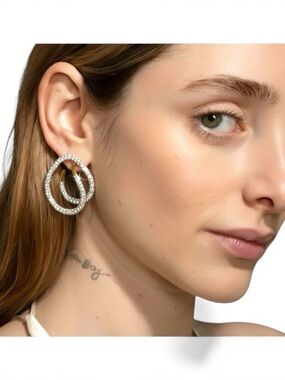 ALEXIS BITTAR Solanales Double Loop Crystal & Gold Post Earrings - BRAND NEW